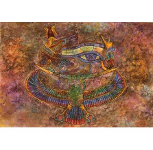 Rysunek pastelem, motyw egipski szaro-brązowy