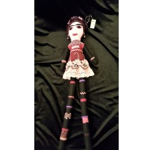 Frida Kahlo – filcowa lalka bordowa. Ręcznie robiona.