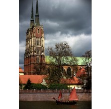 Fotografia Wrocław „Katedra i zabytkowa łódź”