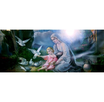 Fotografia religijna „Maryja z Jezuskiem i gołąbkami”