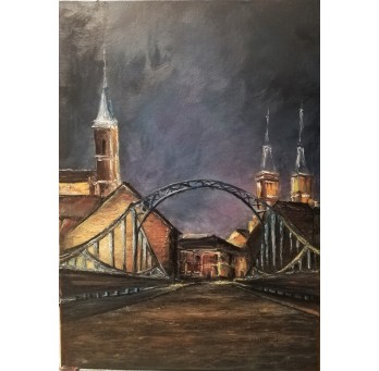 Obraz "Wrocław. Widok na Katedrę od Mostu Tumskiego" Technika: olej